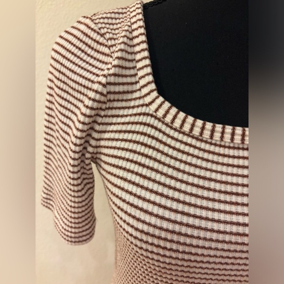 Faherty Legend™ Rib Square Neck Tee in Henna Chalk Stripe - Size S - Picture 7 of 9